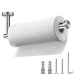 Brushed Nickel Paper Towel Holder,Under Kitchen Cabinet Towel Paper Rack,Wall Mounted Round SUS304 Stainless Steel Dispenser for Bathroom Kitchen Tissue Towel Roll,11 inch