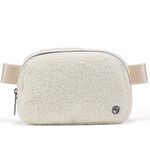 Pander Fanny Pack Everywhere Fleece Belt Bag for Women and Men with Adjustable Strap Belt, 1L. (Floral White)