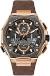 Bulova PrecisionistChronograph Men's Watch, Stainless Steel with Brown Leather Strap, Two-Tone (Model: 98B356)