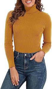 PrettyGuide Women's Ribbed Turtleneck Long Sleeve Sweater Spectra Yellow M