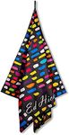 Large Beach Towels for Women. XL 200 x 90cm - Premium Microfibre- Sand Free - Compact - Quick Drying - Ultra Absorbant. Beach Pouch included. 1 * Rainbow & Black Beach Towel