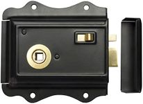 Old English Victorian Style Latch Lock Snib + Ebonised Bun Rim Door Knob Set (Rim Lock Only)