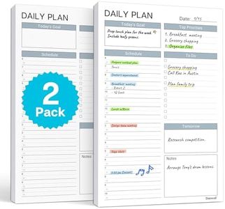 Dunwell Daily Planning Pad - 2 Pack Undated Daily Planner Pad, 54 Tear-Off Pages (5.5x8.5"), Daily To Do List Scheduler, Time Blocked Task Planner Notepad, Gray