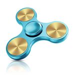 Aolcev Fidget Spinner Hand Spinner Fidget Toy Stainless Steel Metal 4-10 Minutes Fast Bearing Spins Hand Spinner Tri Finger Gyro Toy ADHD EDC Anxiety Stress Relief Toys for Kids Women Men-Gold Blue