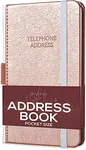 Skyline Address Book – Mini Telephone Contact Book with Password Log for Purse – Small Phone Number Book for Women & Men – Pocket Size, 3.5x6.2″, Hardcover (Rose Gold)