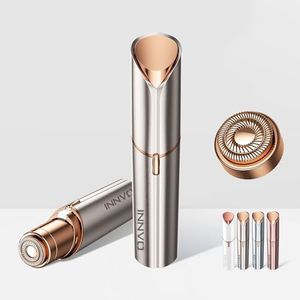 INNVO Facial Hair Remover for Women Ladies Upper Lip Hair Removal Electric Face Shaver with Rechargeable Battery Brush (Champagne Gold with 1 Replacement Head)