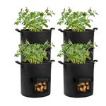 Lyincat 4 Pack 10 Gallon Potato Grow Bags with Flap and Handles, Heavy Duty Fabric Pots for Planting Potato,Carrots