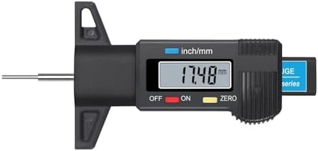 ALLmeter Digital Tire Tyre Tread Depth Gauge 0-25.4mm Range,0.01mm Resolution,Large LCD Display,Handheld Measuring Tool for Car Motorbike Tires