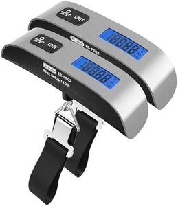 2 Packs of 110lb/50kg Luggage Scale, Dr.meter Backlit LCD Display Electronic Balance Digital Hanging Scale with Rubber Paint Handle, Temperature Sensor-Silver