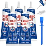 5x60ML Fabric Glue for Clothing Permanent Washable, Liquid Stitch Fabric Adhesive, Anti-Fray Check, Super No-Sew Clear Fusion Glue for All Patches, 24 Hour Dry and Waterproof
