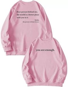 Dear Person Behind Me Crewneck - You Are Enough Crewneck Pullover, Casual Sweatshirt to the Person Behind Me (Pink,Medium)