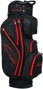 Tour Made Sac de golf ultra léger I Seulement 2 kg I 14 compartiments continus I Sac de golf pour homme et femme (noir/rouge)