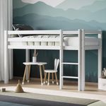 Flair Furnishings Kids Mid Sleeper Bed with Storage, Cabin Bed, Heavy Duty and Sturdy, Cosy, Stylish, Space Saving Design (White)