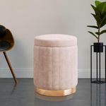 RIBAVARY Velvet Luxurious Ottoman Pouffes for Sitting, for Bedroom & Living Room, Sofa Side Stool, Wooden Small Ottoman Footrest Stool, Makeup Chair, Pouf for Office & Home Decoration. (1, Cream)