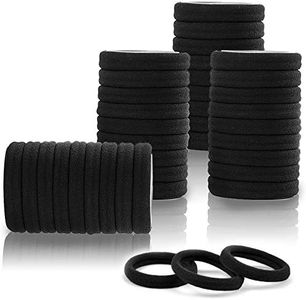 100PCS Black Hair Ties for Women, No Crease No Damage, Seamless Cotton Bands for Thick Thin Hair, Soft Ponytail Holders, Accessories for Girls