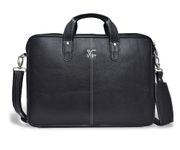 Viby original Bombay Leather Laptop Messenger Bag for Laptop/MacBook up to 15.6 inch|Padded Laptop Compartment|Office Bag (BLACK)