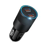 USB C Car Charger Adapter, 60W Dual PD 3.0 Port Cigarette Lighter USB Charger, Car Phone Charger Fast Charging for iPhone 15/14/13/12/11 Pro, Samsung Galaxy S24/S23/S22/S21/A14/A13/A54/A53/A33/Z Flip5