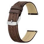 BISONSTRAP Extra Long Watch Bands 20mm, Leather Watch Straps for Men, XL Replacement Strap for Large Wrists, Dark Brown (Silver Buckle)