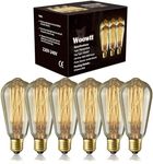 Woowtt Edison Light Bulbs 6 Pack Classic Antique Bulb Style - Amber Warm - Dimmable - ST64 60W