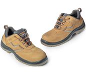 Woodland Thunder Nubuck Leather Safety Shoes for Men | Oil Resistant Safety Shoe with Anti Slip Grip | Lightweight, Antistatic PU Double Density with Composite Toe | Camel (6 UK, 40 EU)