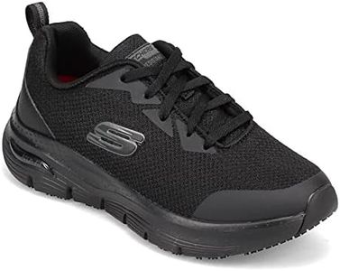 Skechers Women's Work: Arch Fit Slip Resistant Sneaker, Lace-Up - Black, US 8