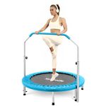 SereneLife 40" Foldable Mini Trampoline - Compact Fitness Trampoline for Kids Adults, Exercise Rebounder with Foam Handle, Indoor/Garden Workout Equipment, Max Load 150/220 lbs