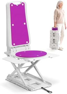 SUNDERWELL Electric Chair Lift for Elderly, 24 lbs Lightweight Floor Lift for Elderly Falls with 360°Swivel Seat, Bath Lift Chair for Tub 308 lbs Capacity, IPX8 Waterproof & Remote Control (Purple)