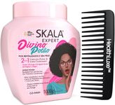 Skala Expert Crespo Divino Hair Treatment - 1kg: For Hair Transition, Moisturising, Shine & Frizz Control with Castor, Argan Oils, Keratin & Collagen - Vegan, Includes Wide Tooth Hair Comb (Big Comb)