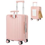 MRPLUM Carry On Luggage Double Handle Suitcase with Net Pocket, Pink, Carry on Luggage