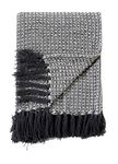 KOSTORICA Cotton Woven Waffle Geometry Throw Blanket for Bedding, Sofa, Couch, AC (Charcoal Grey & White- 50x60 Inches, Pack of 1 Pc)