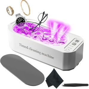 Ultrasonic Jewelry Cleaner Machine, 45kHz Sonic Timing Jewelry Cleaner, 640ML Portable Ultrasonic Cleaner Machine for Eyeglasses, Rings, Watch Strap-Professional cleaning cloth and tweezers included