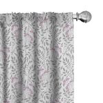 Ambesonne Vintage Curtains, Vintage Spring Season Inspired Floral Image Sprigs and Berry Silhouettes, Window Treatments 2 Panel Set for Living Room Bedroom, Pair of - 28" x 84", Mauve Grey