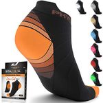 Physix Gear Sport Compression Running Socks for Men & Women Plantar Fasciitis - 2PAIR BLK ORNG S/M