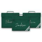 Personalised Book Bag School Kids Children's Boys Girls Junior Toddlers Any Name Glitter Lunch Organiser Swimming P.E Bag Handwriting (Bottle Green)