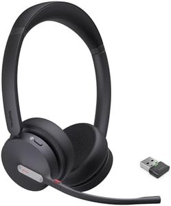Yealink BH70 Wireless Bluetooth Headset with Microphone for Work, up to 35h Talking Battery Life, 3-Mic Noise Cancellation, 147g Lightweight Microsoft Teams Certified Headphone for Open Office, USB-A