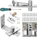 Door Pivot Hinges, Stainless Steel Hidden Door Hinge 180 Degree Rotation Invisible Wood Secret Door Hardware with Screws and Screwdriver for Secret Door, Cabinet & Closet Door