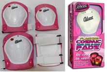 Ozbozz Pink childs knee/elbow pads with flashing lights, scooter skate board. Junior safety junior pads