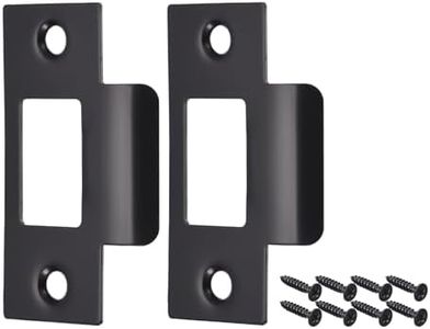 sourcing map Door Strike Plate, 2Pcs 70mm x 40.3mm 201 Stainless Steel Latch Deadbolt Strike Plate for Door Frame Door Jamb, Black