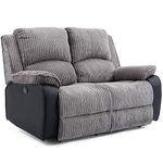 More4Homes POSTANA ELECTRIC HIGH BACK JUMBO CORD FABRIC RECLINER 3 + 2 + 1 SOFA ARMCHAIR SET SUITE (Grey, 2 Seater)