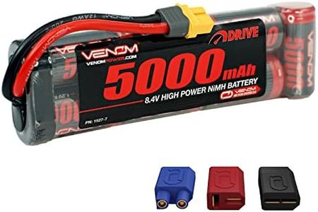 Venom Drive Series 7S 5000mAh 8.4V NiMH Battery - Includes 12 AWG Soft Silicone Wire Connector, Patented Universal Plug/Adapter System Compatible with Deans, Traxxas, and EC3 Plug Types