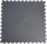 VersaTex Garage Floor 18 x 18 inch Square Rubber Diamond Plate Interlocking Floor Tiles for Home Gym, Garage Flooring, Trade Show Flooring, Basement Tiles, 8 Pack (Gray)