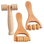 Beavorty 3pcs Wooden Massage Rollers Wood Trigger Point Roller Therapy Massage Tools Body Roller for Neck Back Face Foot Leg Arm