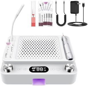 4-in-1 Electric Nail Drill Kit,Professional 40000 RPM Nail File,Dust Collector,UV LED Curing Lamp & Fill Light,LCD Display Manicure Kit for Manicure Shaping & Gel Removal Home Salon Use