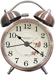 lunaoo Sveglia Classica Vintage Forte, Sveglia da Comodino a Doppia Campana Silenziosa Sveglia Analogica Senza Ticchettio per Bambini Adulti