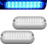 Greluma 2pcs 27 LEDs Boat Underwater LED Lights, Marine Pontoons Underwater Boat Tail Light, Waterproof IP68 Stainless Steel Boat Deck Lights, LED Rear Fish Lights - Blue