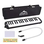 EastRock 37 Key Melodica Instrument Keyboard Soprano Piano style with Mouthpiece Tube Sets and Carrying Bag for Kids Beginners Adults Gift Black
