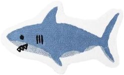 Shark Shaped Bathroom Rugs 16x24 inch Area Rugs Blue Absorbent Bath Rugs Non-Slip Shower Rug Bath Mats for Bathroom Kitchen Sink Bedroom Floor Mat Carpet (16x24 inch, Shark)