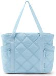 BAGSMART Tote Bag for Women, Gym Tote Bag with Zipper, Quilted Puffer Bag Top Handle Handbag Shoulder Hobo Bag for Travel Work, Blue