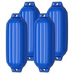 TANGZON 4PCS Boat Fenders, 20"X5.5"/51 x 14cm Inflatable PVC Boat Anchor Buoy, Ribbed Twin Eyes Bumper Boat Accessories for Pontoon Boat, Yacht, Sailboat, Speedboat (Blue)