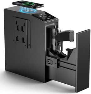 Bedside Biometric Gun Safe for Handgun-Quick Access Pistol Safe with Fingerprint,PIN&Key-Sliding Gun Lock Box with Wireless Charging-Mounted Handgun Safe for Nightstand (20W Wireless Charger)